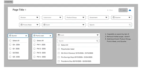 Universal Filters Interface